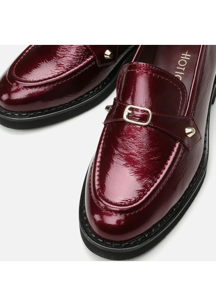 01AYH299450A780 HAKIKI Deri Bordo Kadın Loafer