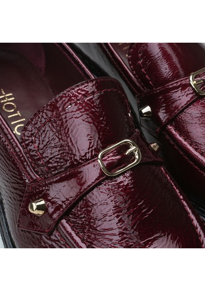 01AYH299450A780 HAKIKI Deri Bordo Kadın Loafer