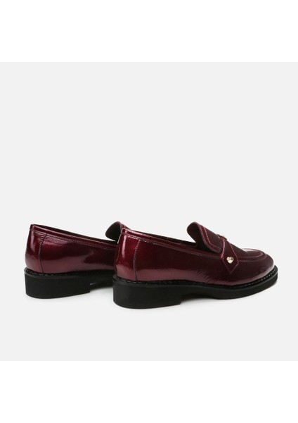 01AYH299450A780 HAKIKI Deri Bordo Kadın Loafer