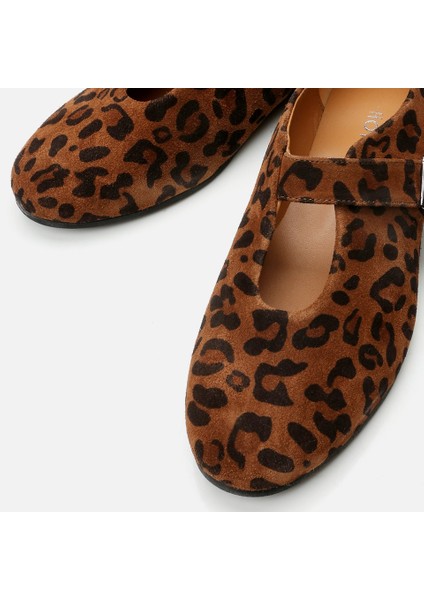 01AYH293950A371 MARY Jane Deri Leopar Desenli Kadın Babet modelleri