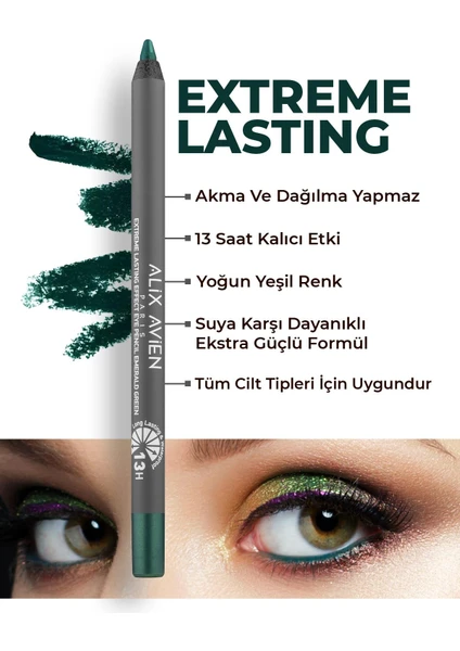 Suya Dayanıklı Yeşil Göz Kalemi - 13 Saat Kalıcı - Extreme Lasting Effect Eye Pencil Emerald Green