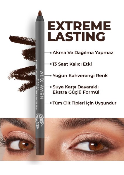 Suya Dayanıklı Kahverengi Göz Kalemi - 13 Saat Kalıcı - Extreme Lasting Effect Eye Pencil Coffe Bean