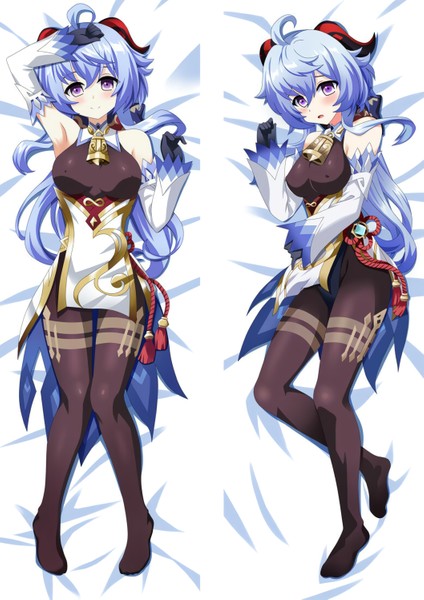 Anime Genshin Impact - Ganyu Desenli Çift Yön Baskılı Sarılma Yastığı Kılıfı