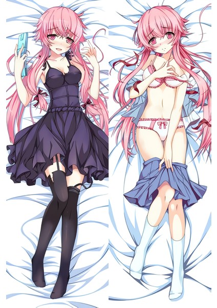 Yuno Gasai Desenli Çift Yön Baskılı Sarılma Yastığı Kılıfı