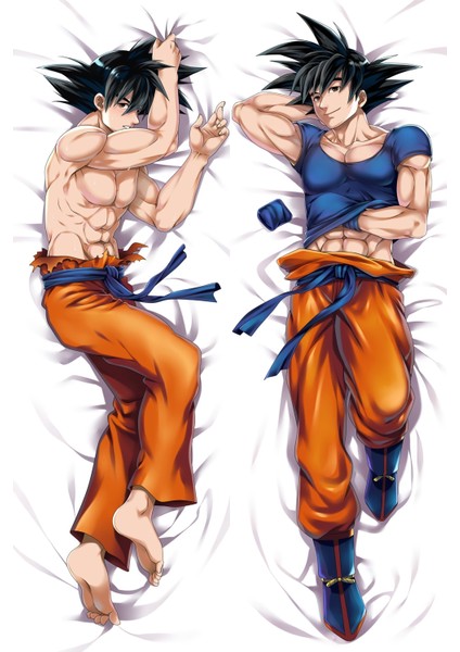 Anime- Dragon Ball - Son Goku Desenli Sarılma Yastığı ( Hugging Pillow) Kılıfı