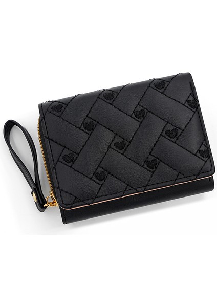 Kadın Kısa Nakış Pu Katlanır Çok Kartlıklı Cüzdan (Yurt Dışından)