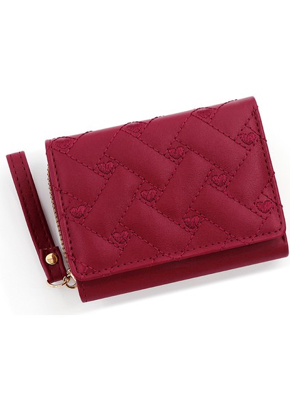 Kadın Kısa Nakış Pu Katlanır Çok Kartlıklı Cüzdan (Yurt Dışından)