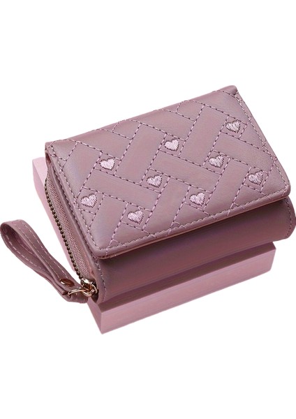 Kadın Kısa, Basit Aşk Işlemeli Üç Kart Çok Kart Cüzdan (Yurt Dışından)