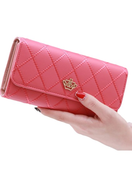 Kadın Uzun Çok Fonksiyonlu Elmas Taç Işlemeli Kadın Büyük Kapasite Cep Telefon Cüzdan (Yurt Dışından)