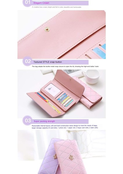 Kadın Uzun Çok Fonksiyonlu Elmas Taç Işlemeli Kadın Büyük Kapasite Cep Telefon Cüzdan (Yurt Dışından) fiyatları