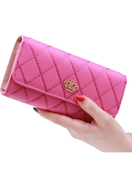 Kadın Uzun Çok Fonksiyonlu Elmas Taç Işlemeli Kadın Büyük Kapasite Cep Telefon Cüzdan (Yurt Dışından)