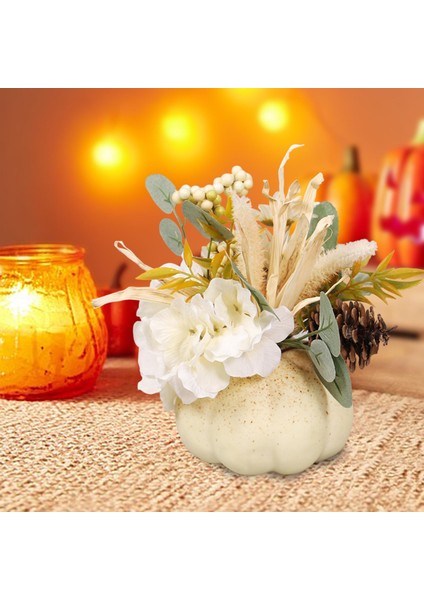 Yapay Balkabağı Çiçekli Sonbahar Şükran Günü Için Kendin Yap El Sanatları Şömine Beyaz 21CMX18CM (Yurt Dışından) modelleri