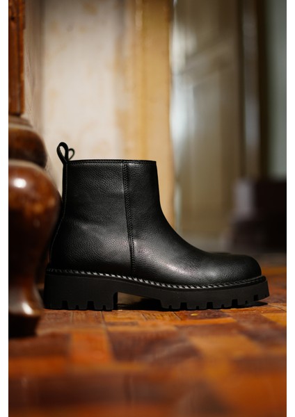 Kadın Fermuarlı Kalın Taban Günlük Bot Terase Siyah indirimleri