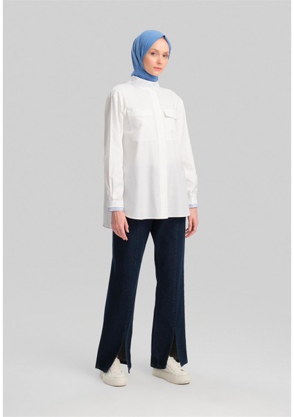 Çizgili Garnili Pamuk Gömlek 24Y3524 fırsatları