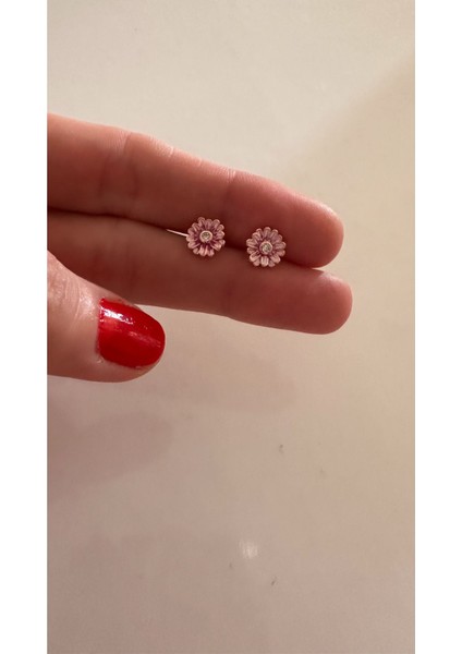 Pembe Papatyalar Çivi Küpe