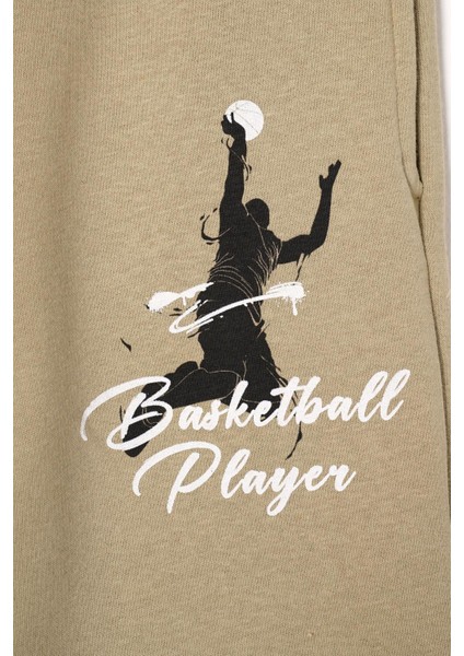 Basketball Baskılı Yeşil Renk Erkek Çocuk Eşofman Tek Alt modelleri