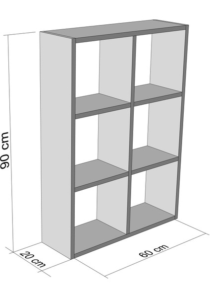 Kenzlife kitaplık güher 090*060*20 gri duvar rafı