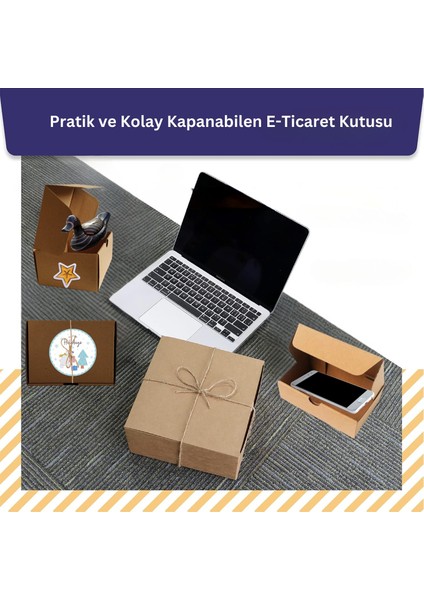 Kilitli E-Ticaret Hediye Kutusu, Kraft Karton Kargo Paketleme Kutusu, 25 Adet, 17X12X7.5 cm