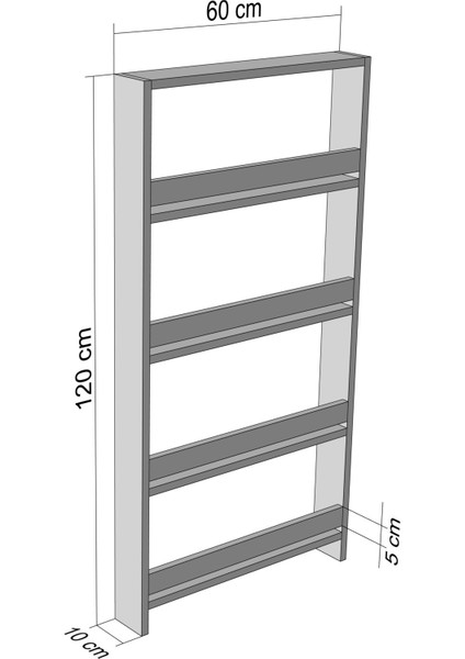 Kenzlife kitaplık fernur 120*060*10 gri duvar rafı