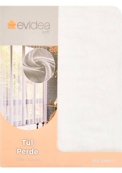 Soft Primula Tül Perde - Ekru - 300X270 cm
