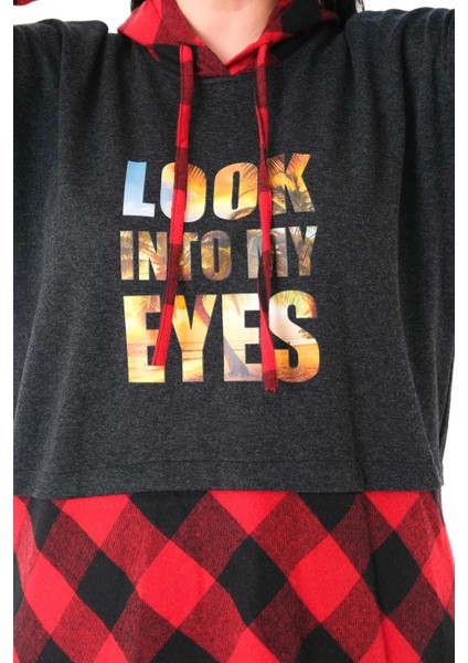 Ekoseli Oversize Kapüşonlu Büyük Beden Dokuma Sweatshirt fırsatları