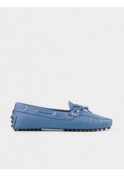 Kadın Fiyonk Detaylı Loafer (Drive-Makosen) Ayakkabı 6026 Mavi