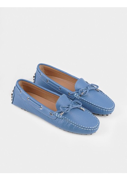 Kadın Fiyonk Detaylı Loafer (Drive-Makosen) Ayakkabı 6026 Mavi modelleri