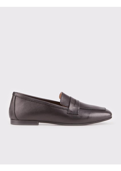 Deri Siyah Kadın Loafer