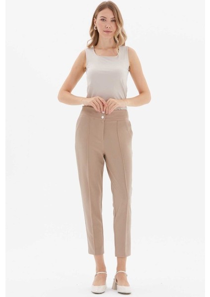 Beli Geniş Lastikli Süs Cep Dar Paça Pantolon