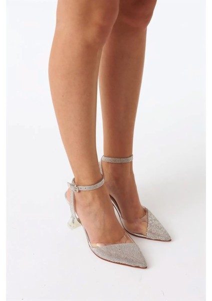 Şeffaf Gümüş Kristal Taşlı 8 cm Şeffaf Kadeh Topuklu Düğün Nişan Abiye Ayakkabı fiyatları