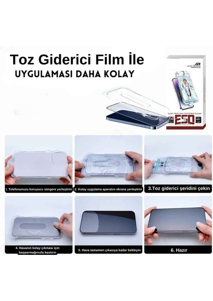iPhone 16 Uyumlu Ekran Koruyucu Anti Statik Kolay Uygulama Aparatlı