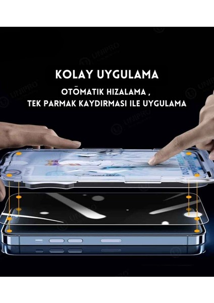 iPhone 16 Uyumlu Ekran Koruyucu Anti Statik Kolay Uygulama Aparatlı