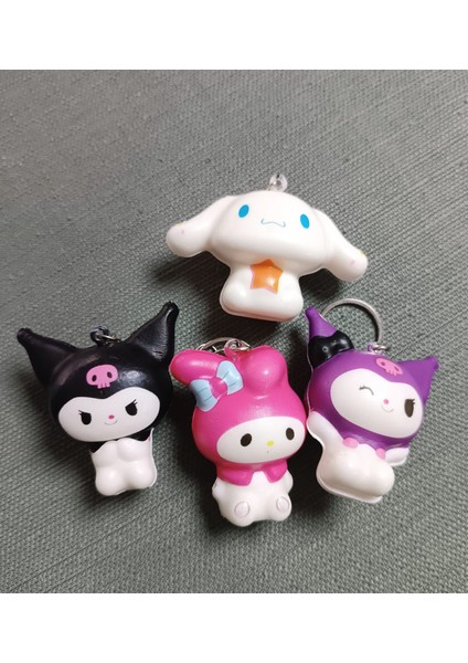 4 Adet Shukushi Sanrio Kwaii Ailesi Kuromi Anaktarlık Seti Figür Oyuncak Sukuşi Set