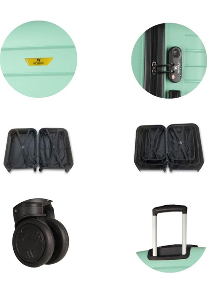Solid Pp Polipropilen Kırılmaz Kabin Orta Büyük ve Makyaj Boy Mint Yeşili 4'lü Travel Valiz Seti indirimleri