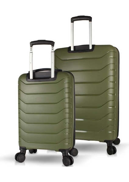 Solid Pp Polipropilen Kırılmaz Kabin ve Büyük Boy Haki 2'li Valiz Seti fiyatları