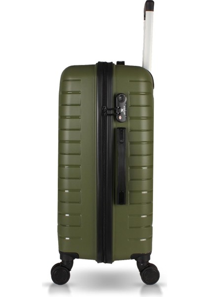 Solid Pp Polipropilen Kırılmaz Kabin ve Büyük Boy Haki 2'li Valiz Seti modelleri