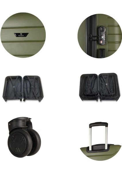 Solid Pp Polipropilen Kırılmaz Kabin ve Büyük Boy Haki 2'li Valiz Seti indirimleri
