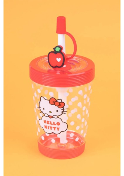 Hello Kitty Lisanslı Elma Koleksiyonu Pipetli Plastik Şişe