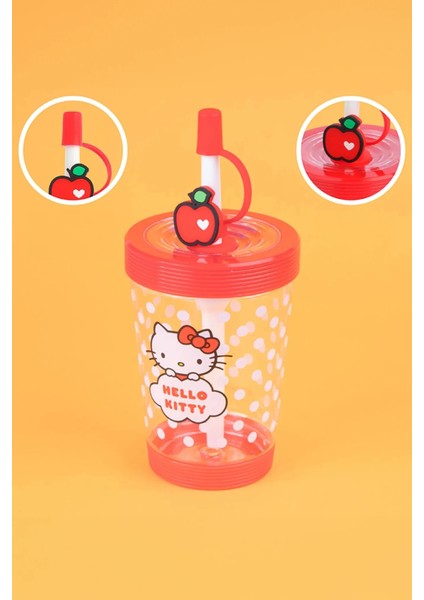 Hello Kitty Lisanslı Elma Koleksiyonu Pipetli Plastik Şişe