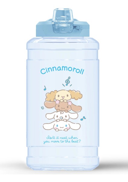 Sanrio Lisanslı Otomatik Kapaklı Büyük Plastik Şişe (1900ML) - Cinnamoroll