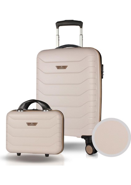 Solid Pp Polipropilen Kırılmaz Makyaj ve Kabin Boy Krem 2'li Valiz Seti