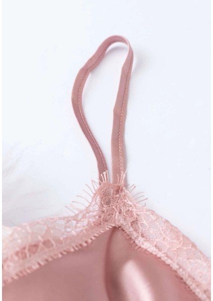 Dantel Işlemeli Çiçek Desenli Şort Pijama Takımı