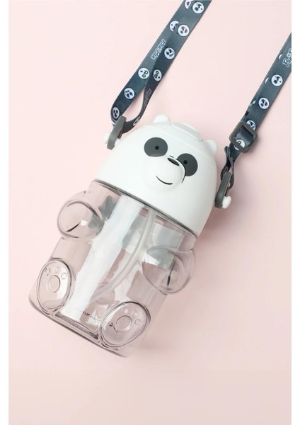 We Bare Bears Lisanslı Figür Plastik Suluk (600ML) - Panda