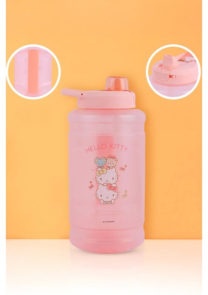 Sanrio Lisanslı Otomatik Kapaklı Büyük Plastik Şişe (1900ML) - Hello Kitty fırsatları