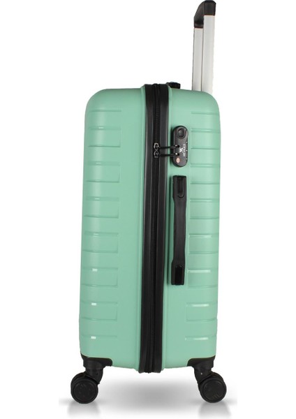 Solid Pp Polipropilen Kırılmaz Makyaj Kabin ve Orta Boy Mint Yeşili 3'lü Valiz Seti modelleri