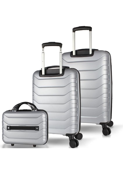 Solid Pp Polipropilen Kırılmaz Makyaj Kabin ve Orta Boy Gümüş Gri 3'lü Valiz Seti fiyatları