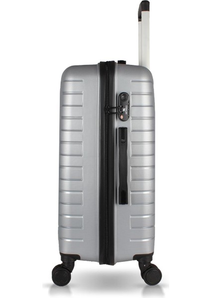 Solid Pp Polipropilen Kırılmaz Makyaj Kabin ve Orta Boy Gümüş Gri 3'lü Valiz Seti modelleri