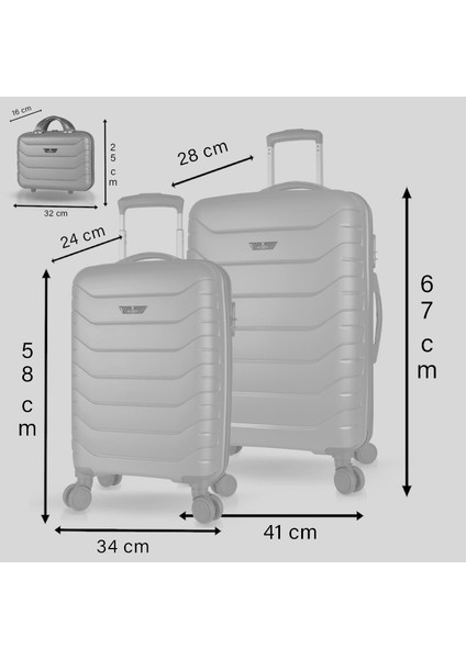 Solid Pp Polipropilen Kırılmaz Makyaj Kabin ve Orta Boy Gümüş Gri 3'lü Valiz Seti fırsatları
