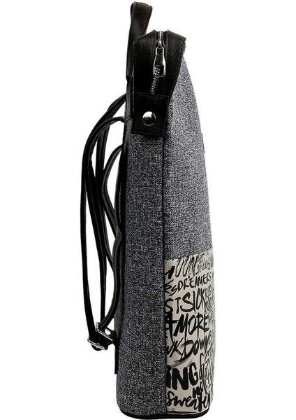 Unisex Vegan Gri Sırt Çantası - Fonts in Splash Tasarım modelleri