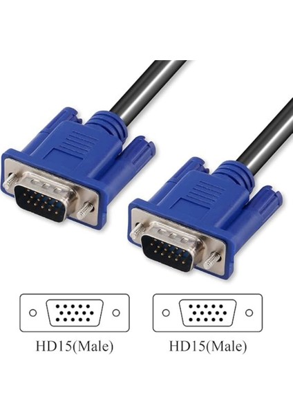 AP-201E 1,5 Metre Mavi Uçlu Monitör & Tv & Pc & Projeksiyon Uyumlu Yüksek Kalite VGA Kablo